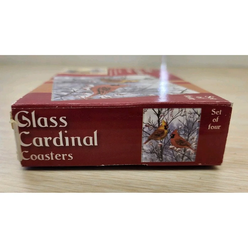 Red Cardinal Coasters Tempered Glass 4